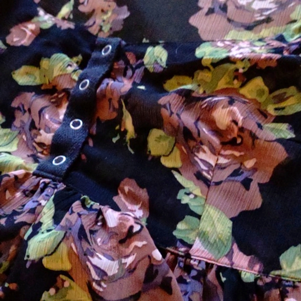 Large Green and Black Floral Johnny Martin Babydoll Dress